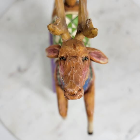 Jim Shore Heartwood Creek Reindeer Dash Away Figurine 10" Green Blanket w/ Box - Picture 12 of 15